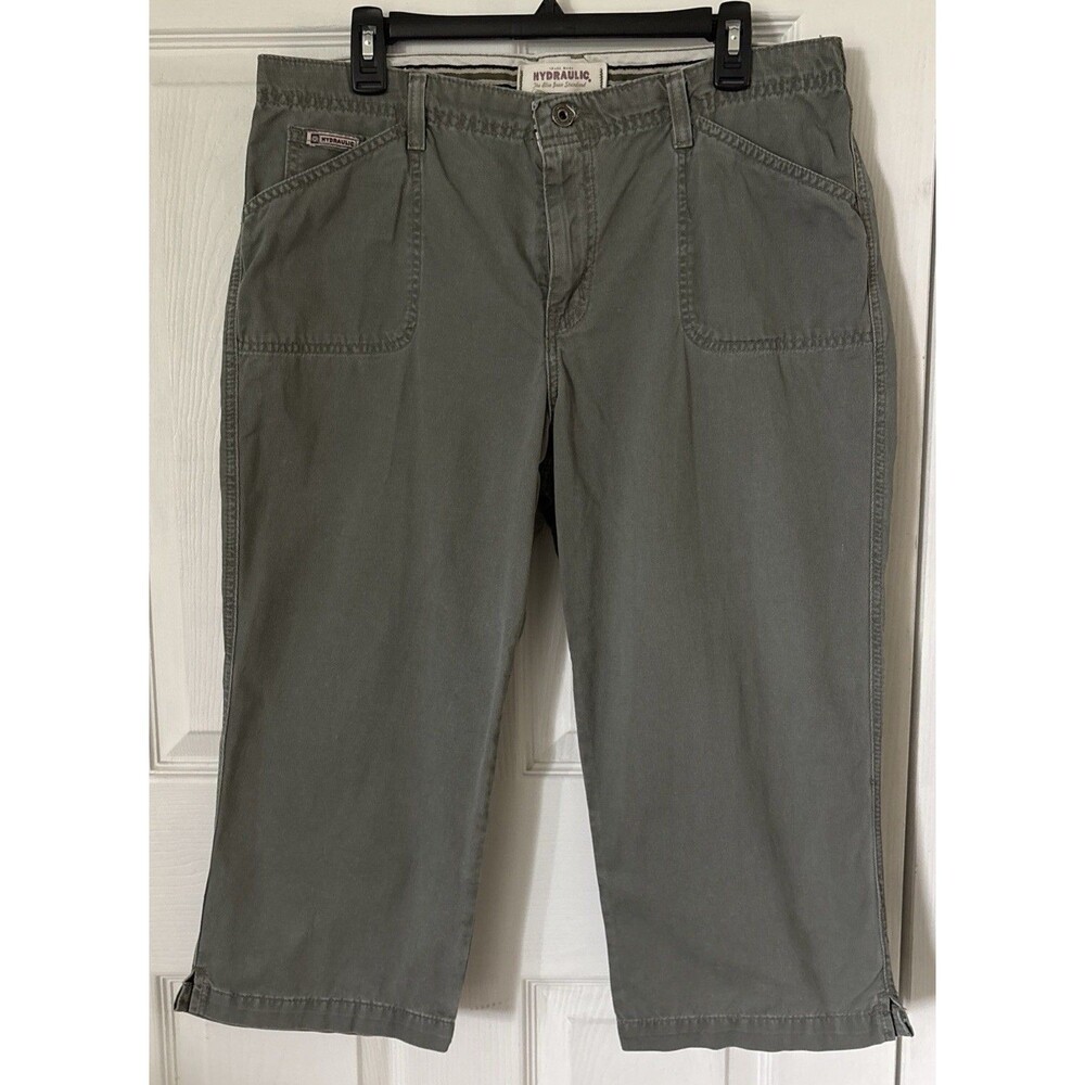 Womens Vintage Hydraulic Fine Wale Corduroy Capri Pants Sz 13/14 Green